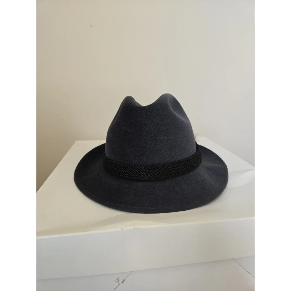 Vintage Hippodrome Hatters Mens Fedora 7 1/8 Gray Velour Fur Pinched Crown Hat
